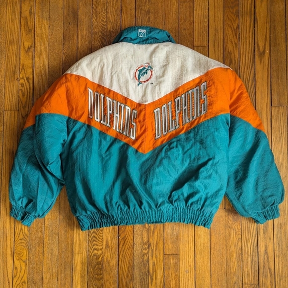 Vintage 90's Miami Dolphins Logo 7 Puffer Jacket - Picture 2 of 7